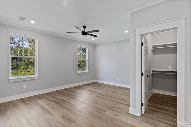 9616 Indian Stone Ct Lot 8, Navarre, FL 32566 - unfurnished bedroom with visible vents, light wood-style floors, and ornamental molding