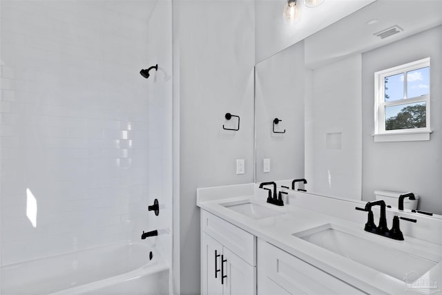 9616 Indian Stone Ct Lot 8, Navarre, FL 32566 - full bathroom featuring visible vents, a sink, double vanity, and tub / shower combination