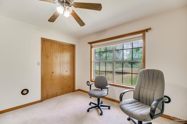 8206 Chumuckla Hwy, Pace, FL 32571 - carpeted home office with baseboards and a ceiling fan