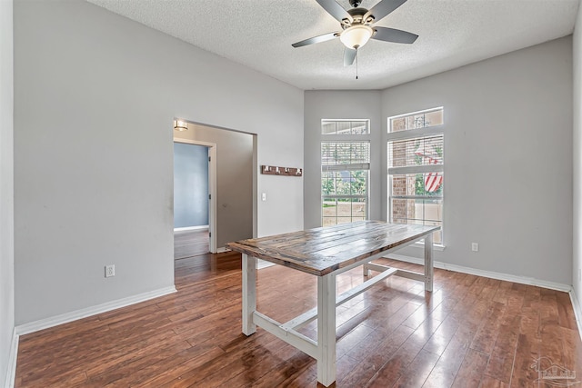 5773 Michael Dr, Milton, FL 32583 - unfurnished office featuring a ceiling fan, baseboards, a textured ceiling, and wood finished floors