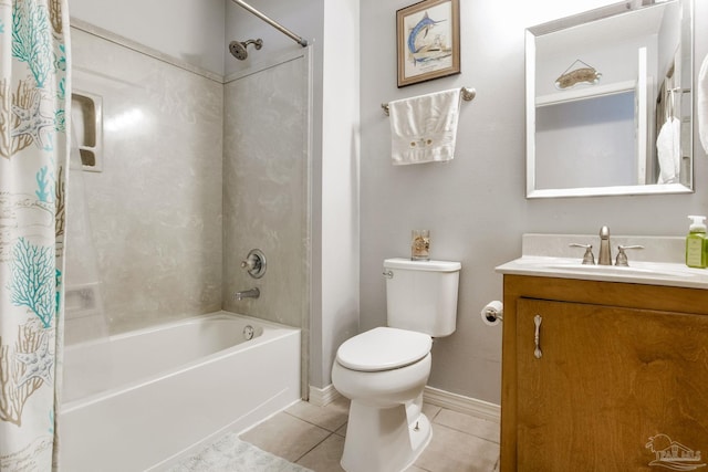 2661 Avenida De Sol, Navarre, FL 32566 - bathroom featuring shower / bathtub combination with curtain, tile patterned flooring, and vanity