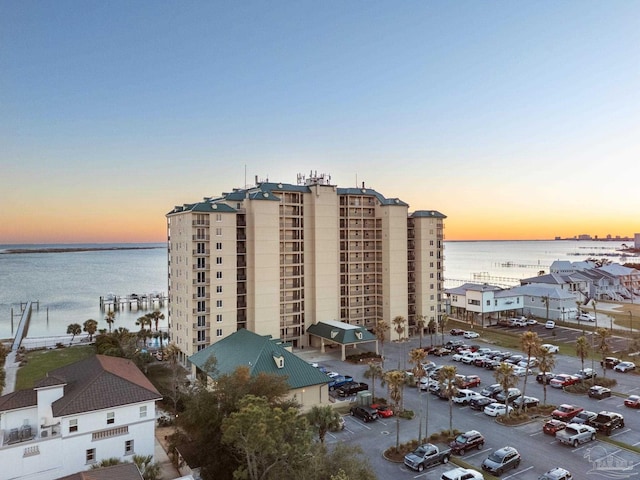 exterior space featuring a water view