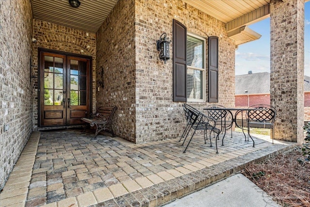 view of patio / terrace featuring french doors