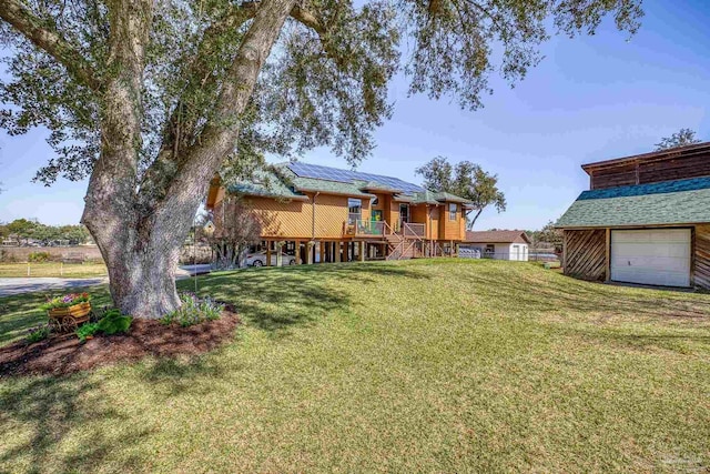 view of yard with a wooden deck