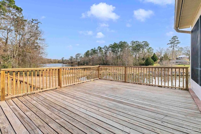 deck with a water view