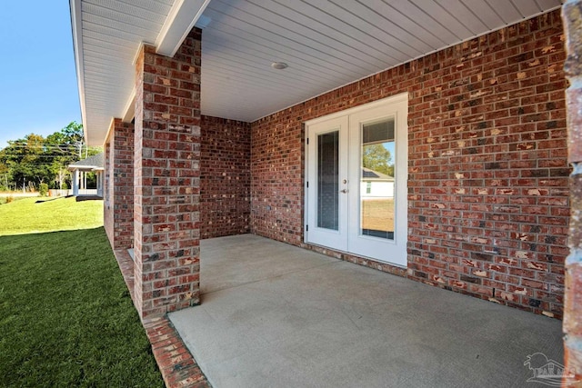 view of patio featuring a gazebo and french doors