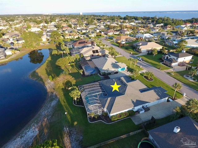 bird's eye view featuring a water view