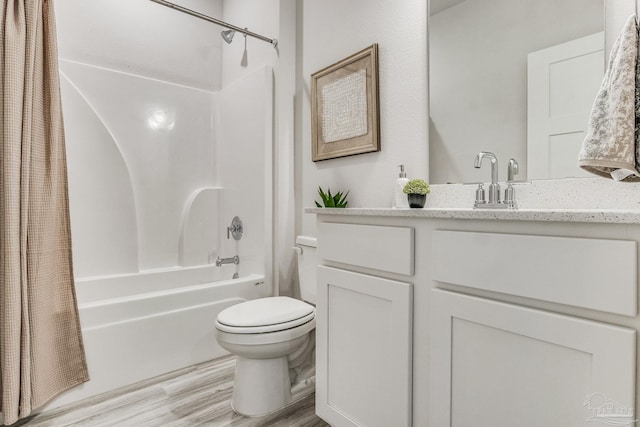 9777 Windy Hill Rd, Pensacola, FL 32526 - bathroom with shower / bath combo, vanity, and wood finished floors