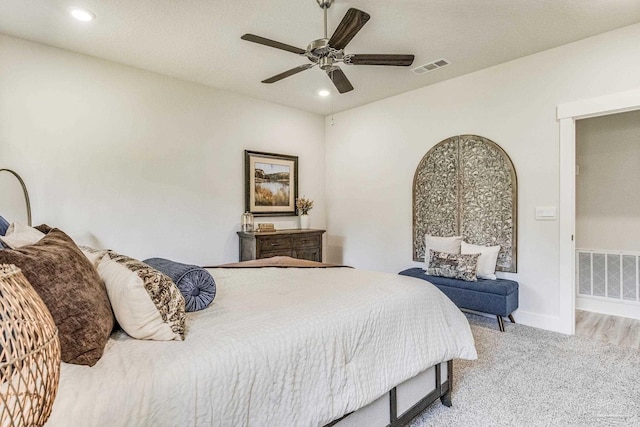 9777 Windy Hill Rd, Pensacola, FL 32526 - carpeted bedroom with recessed lighting and ceiling fan