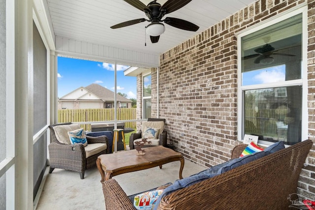 2420 Okatie Ln, Cantonment, FL 32533 - sunroom with an outdoor living space and ceiling fan