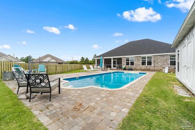 2420 Okatie Ln, Cantonment, FL 32533 - view of pool featuring a lawn, a patio area, a fenced backyard, and a fenced in pool