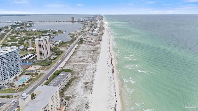 drone / aerial view of unending shoreline