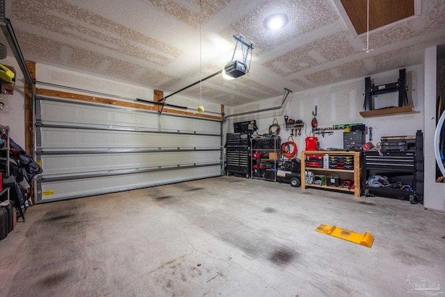 garage with a garage door opener