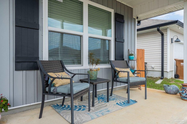 view of patio featuring a porch