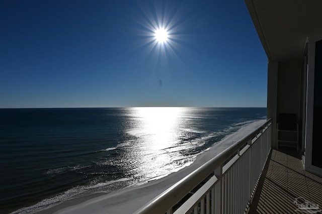 view of water feature featuring a beach view