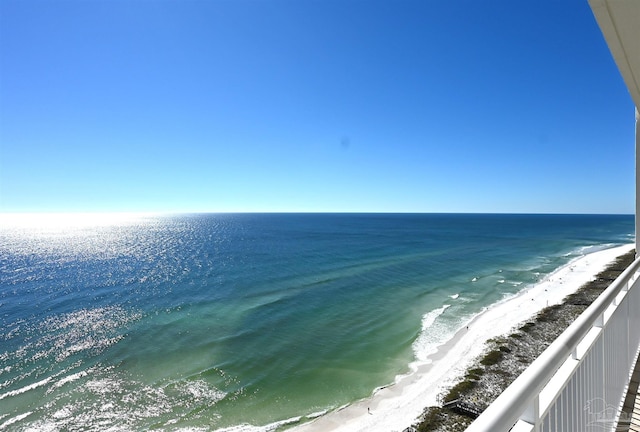 view of water feature with a view of the beach