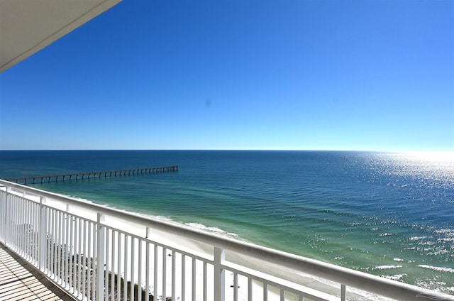 property view of water featuring a beach view