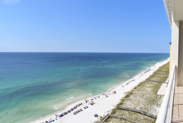 view of water feature featuring a beach view