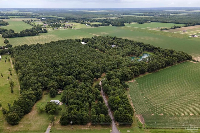 birds eye view of property with a rural view