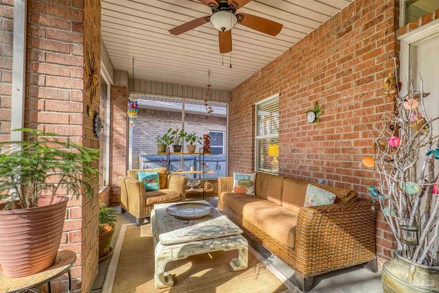 view of patio / terrace with outdoor lounge area and ceiling fan