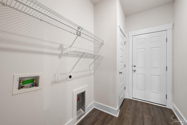 laundry area with washer hookup, hookup for an electric dryer, and dark hardwood / wood-style floors