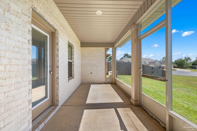 view of unfurnished sunroom