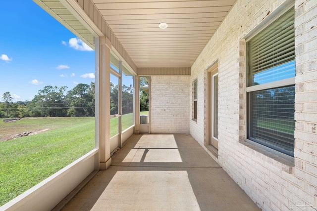 view of unfurnished sunroom