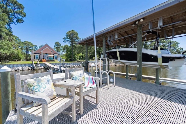 5136 Point Shores Ln, Gulf Breeze, FL 32563 - dock area with boat lift and a water view