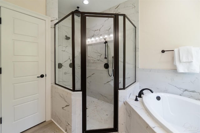 5136 Point Shores Ln, Gulf Breeze, FL 32563 - full bath featuring a marble finish shower and a bath