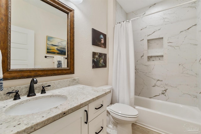 5136 Point Shores Ln, Gulf Breeze, FL 32563 - bathroom with vanity, shower / bath combo with shower curtain, and toilet