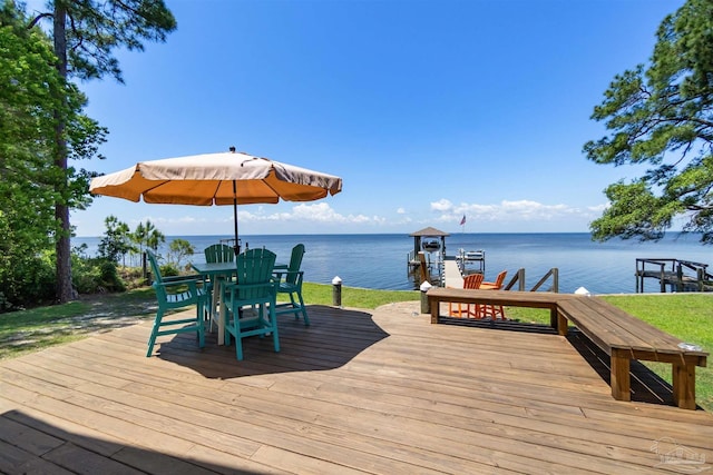 5136 Point Shores Ln, Gulf Breeze, FL 32563 - view of dock featuring boat lift and a water view