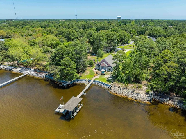 5136 Point Shores Ln, Gulf Breeze, FL 32563 - bird's eye view featuring a water view and a forest view