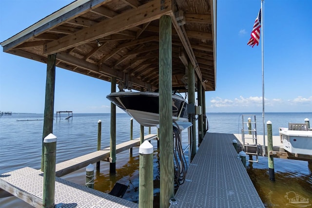 5136 Point Shores Ln, Gulf Breeze, FL 32563 - dock area with boat lift and a water view