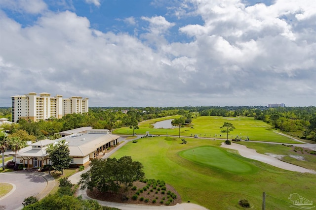 birds eye view of property featuring golf course view