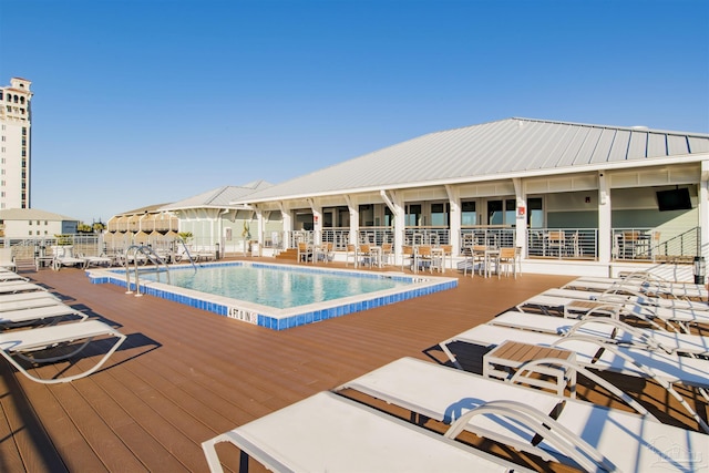 community pool with a patio