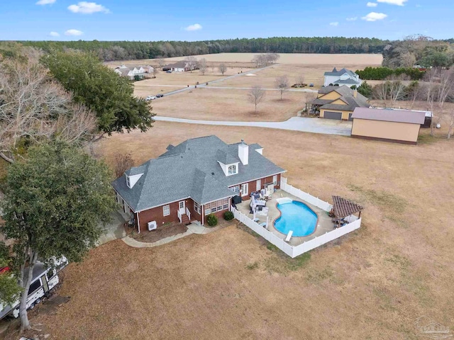 bird's eye view with a rural view