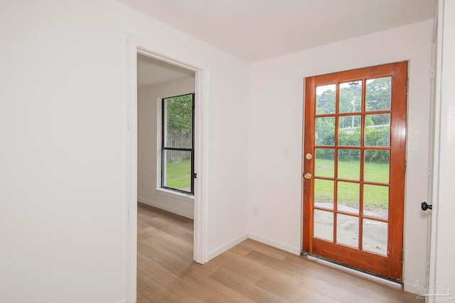 entryway with light wood-type flooring