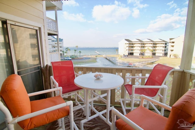 balcony with a water view