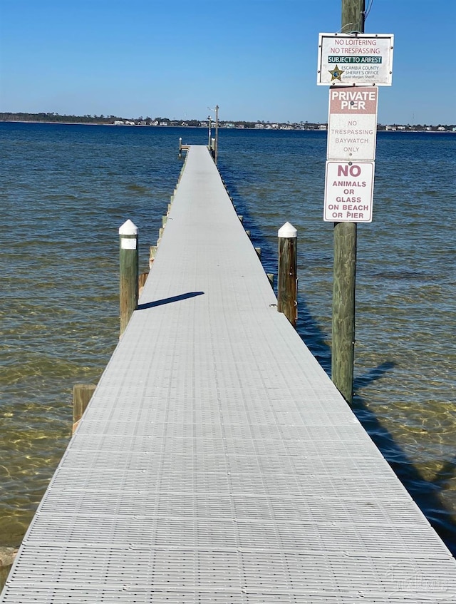 view of dock featuring a water view