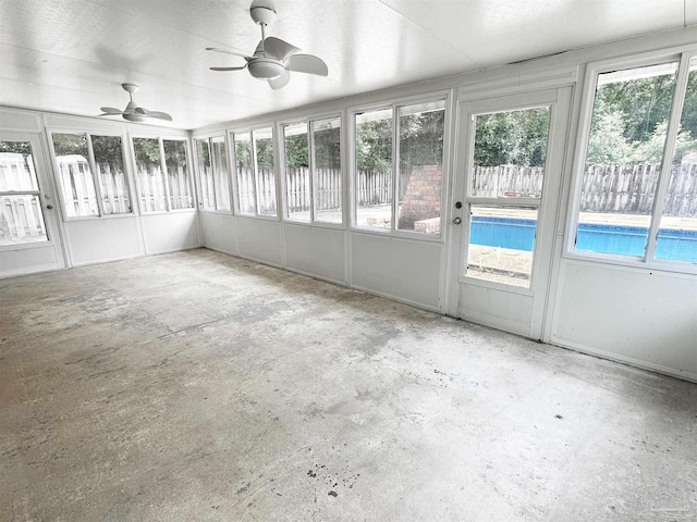 6910 Cornelius Ln, Pensacola, FL 32505 - unfurnished sunroom featuring a ceiling fan