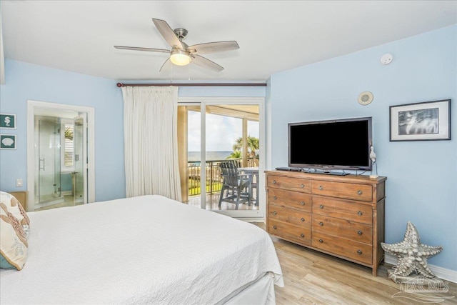 13599 Perdido Key Dr Unit T-2C, Perdido Key, FL 32507 - bedroom with access to outside, light wood-style flooring, ensuite bathroom, and a ceiling fan
