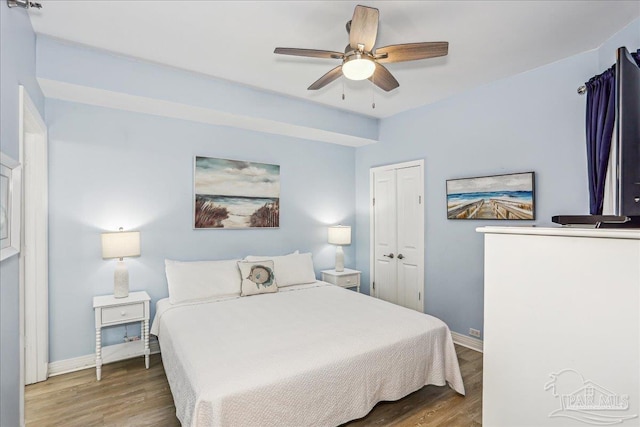 13599 Perdido Key Dr Unit T-2C, Perdido Key, FL 32507 - bedroom featuring wood finished floors, a closet, and a ceiling fan
