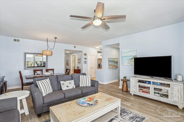 13599 Perdido Key Dr Unit T-2C, Perdido Key, FL 32507 - living room featuring a ceiling fan and wood finished floors