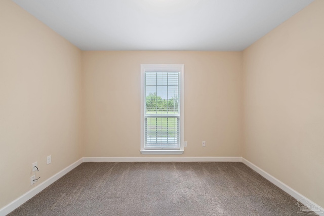 spare room featuring baseboards and carpet