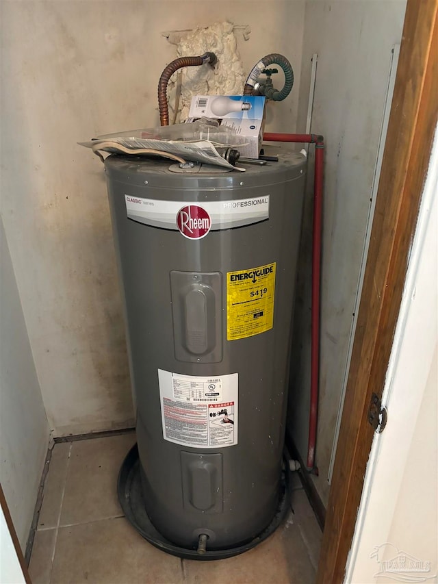 utility room with electric water heater