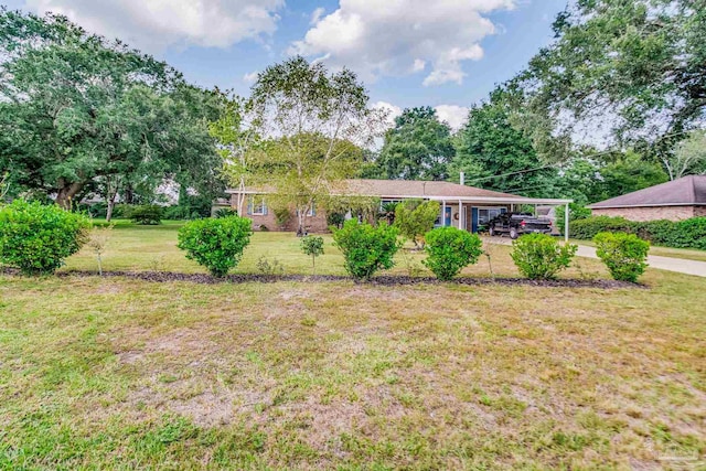 view of yard featuring a carport