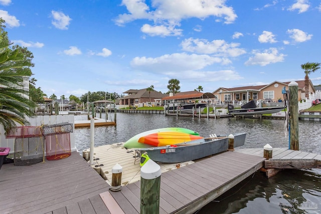 dock area featuring a water view