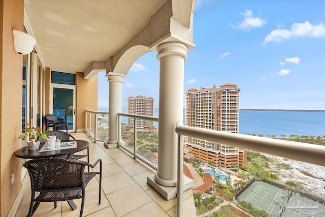 balcony with a water view