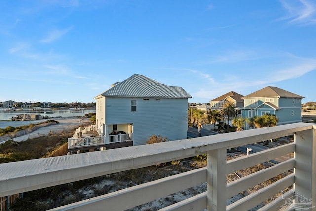 exterior space featuring a water view