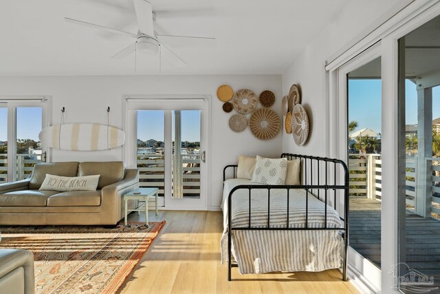 interior space with a ceiling fan
